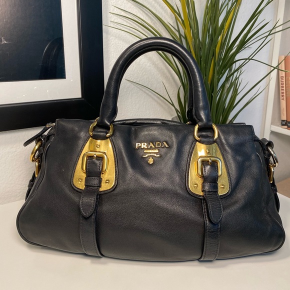 PRADA Bauletto Soft Calf Leather Satchel/Crossbody Bag - Picture 1 of 17